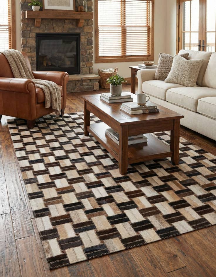 Detail image of  2' 11 x 4' 11 Cowhide - Patchwork Rug