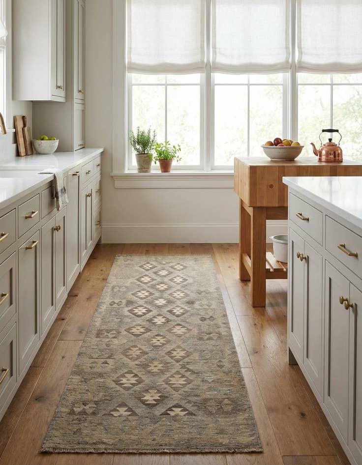 Detail image of 2' 11 x 9' 8  Hand Woven Kilim Maymana Wool Runner Rug