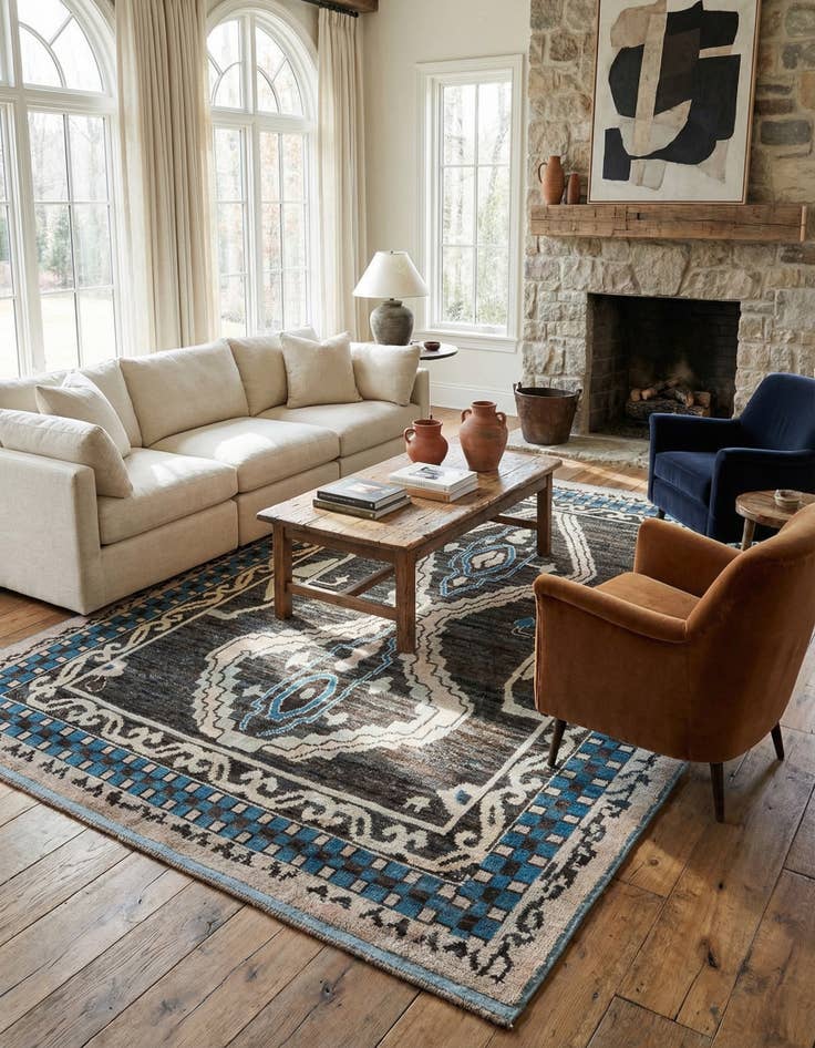 Detail image of 9' 1 x 12' 5  Hand Knotted Moroccan Wool Rug