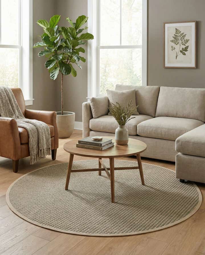 6' x 6' Easy-Clean Border Indoor / Outdoor Round Rug