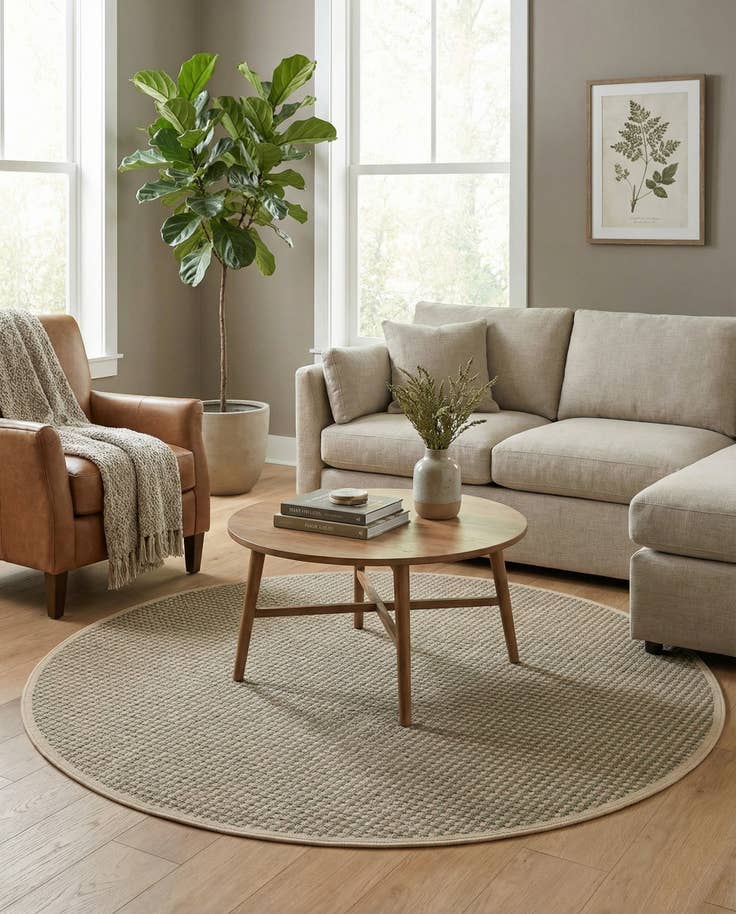 Detail image of 6' x 6' Easy-Clean Border Indoor / Outdoor Round Rug