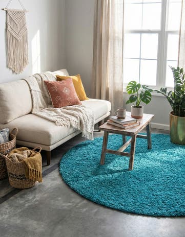 4' x 4' Solid Shag Round Rug