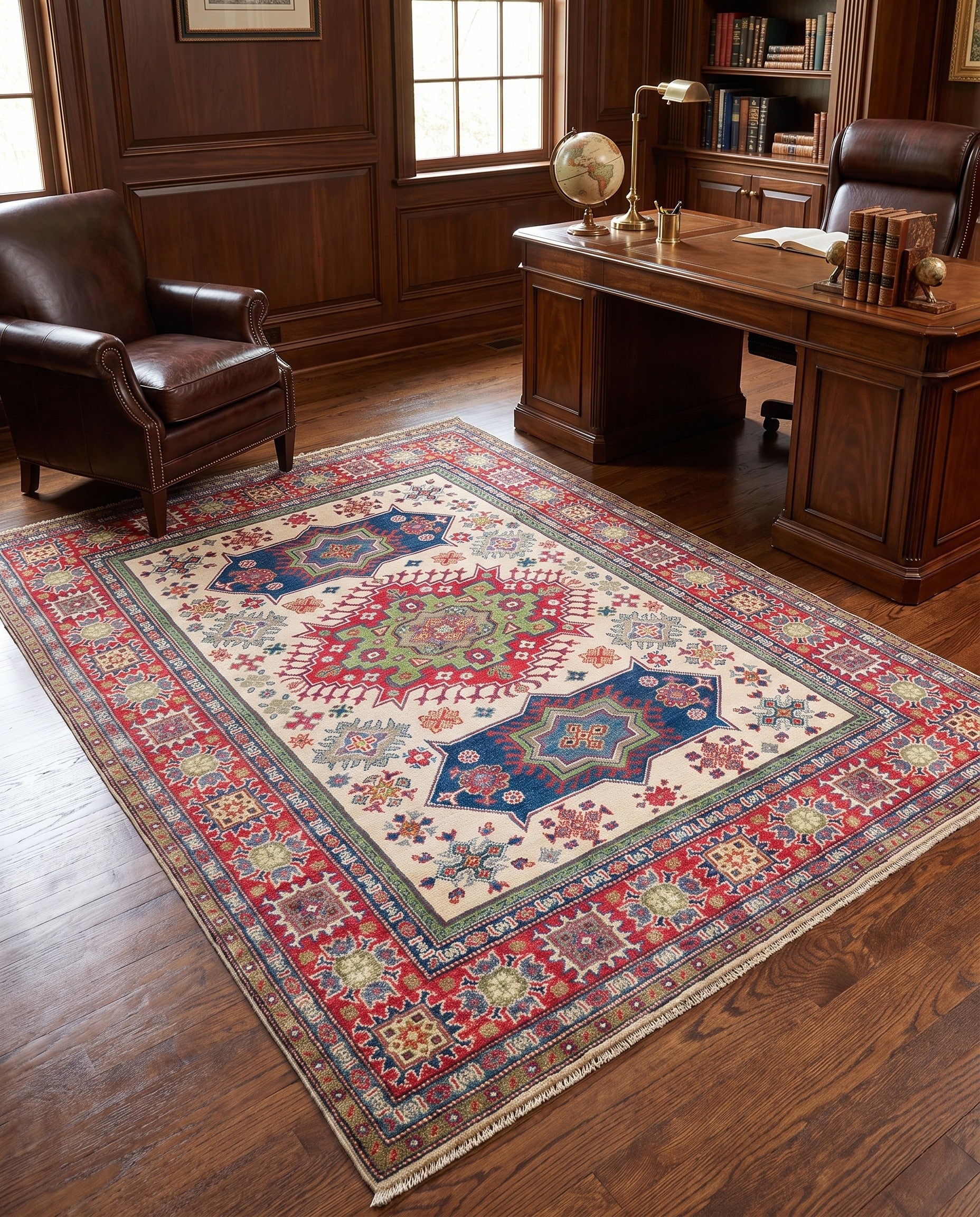 5' 1 x 6' 7 Hand Knotted Kazak Rug