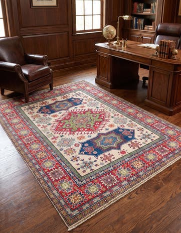 5' 1 x 6' 7 Hand Knotted Kazak Rug