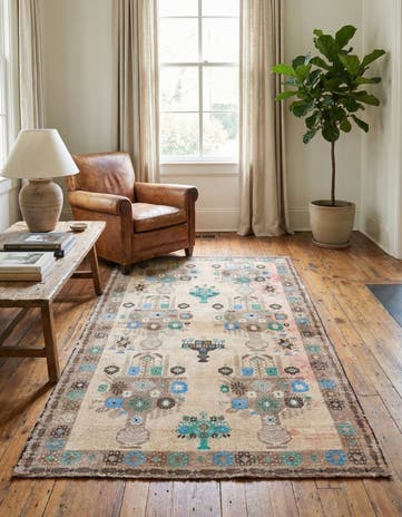 3' 10 x 7' 3 Hand Knotted Ultra Vintage Persian Wool Rug