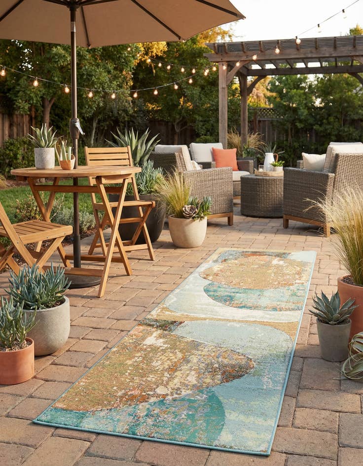 Detail image of 2' 7 x 10'  Washable Modern Indoor / Outdoor Runner Rug