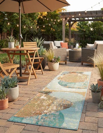 2' 7 x 10' Easy-Clean Modern Indoor / Outdoor Runner Rug