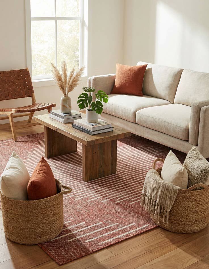 Detail image of  5' 3 x 5' 3  Washable Modern Indoor / Outdoor Square Rug