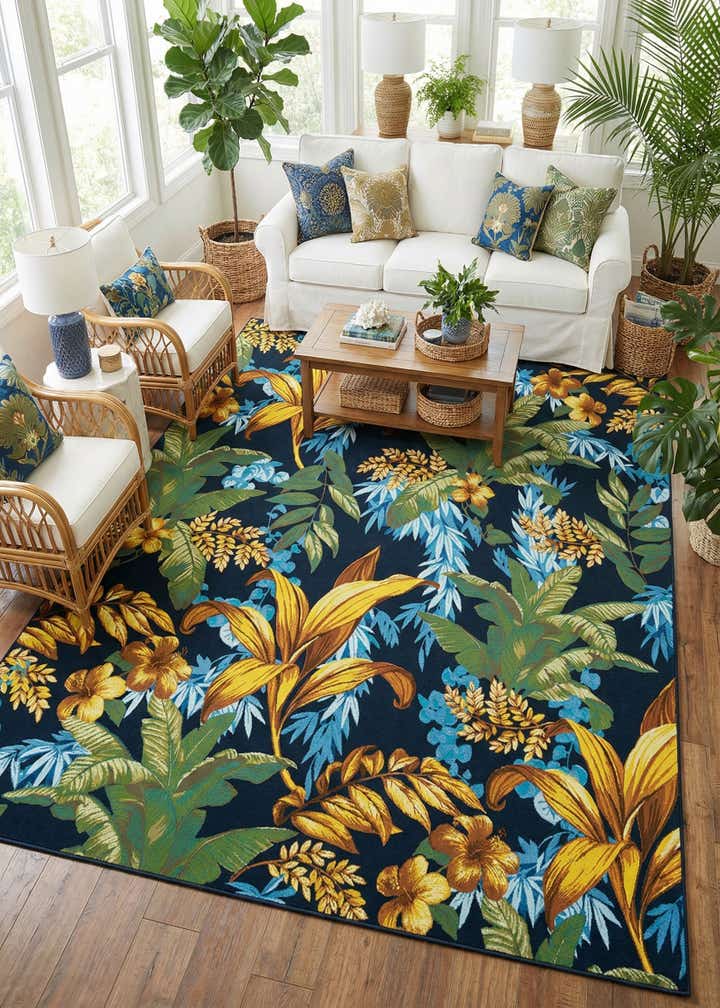 10' x 12' Easy-Clean Botanical Indoor / Outdoor Rug