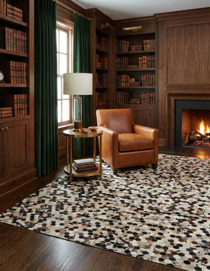 Detail image of  8' x 9' 8 Cowhide Leather Rug