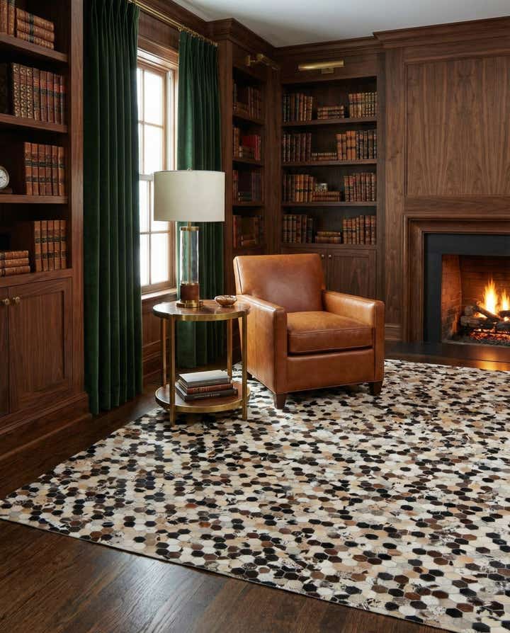 8' x 9' 8 Cowhide Leather Rug