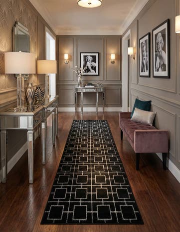 Black and Silver Marilyn Monroe™ Glam Deco Runner Rug