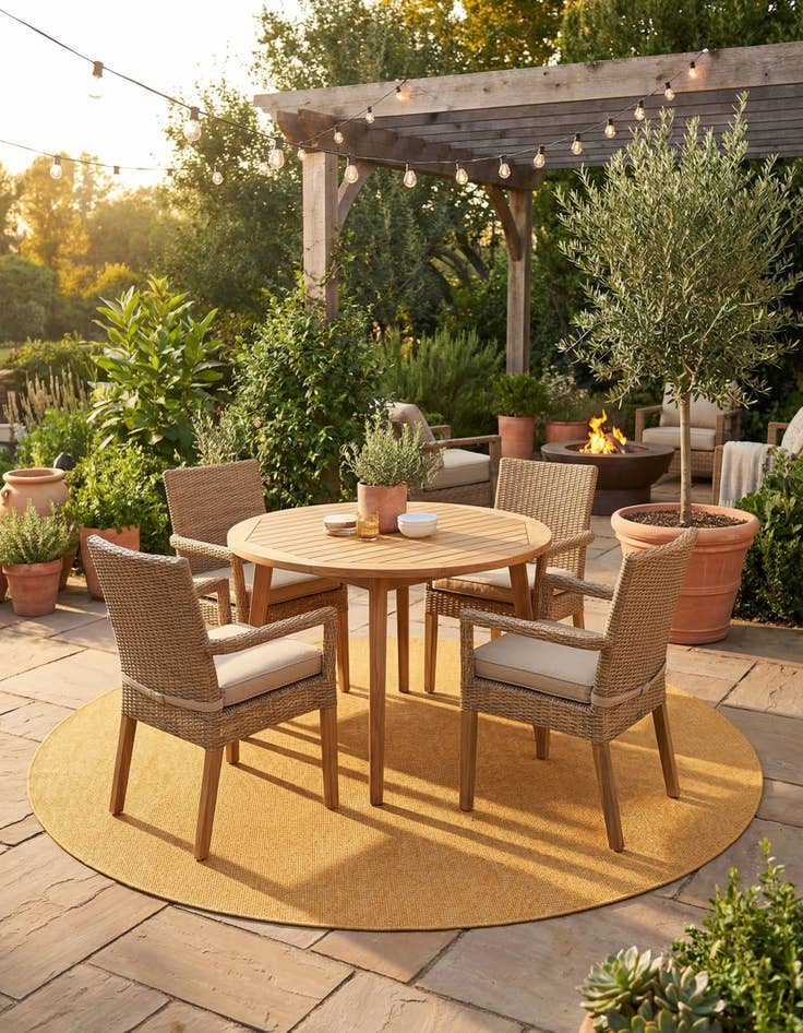 Detail image of 10' 8 x 10' 8  Washable Solid Indoor / Outdoor Round Rug