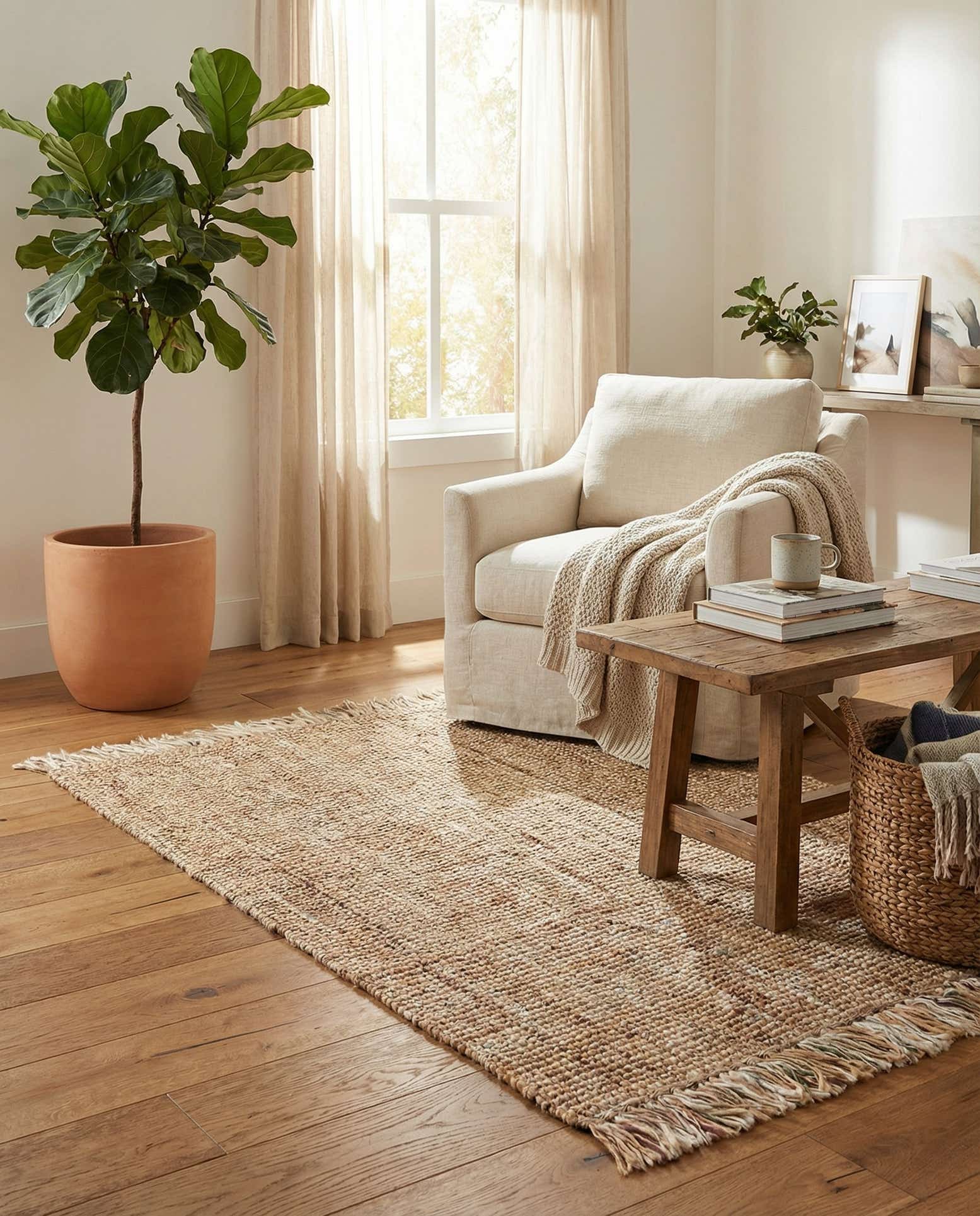 4' 1 x 6' 1 Hand Woven Chunky Jute Rug