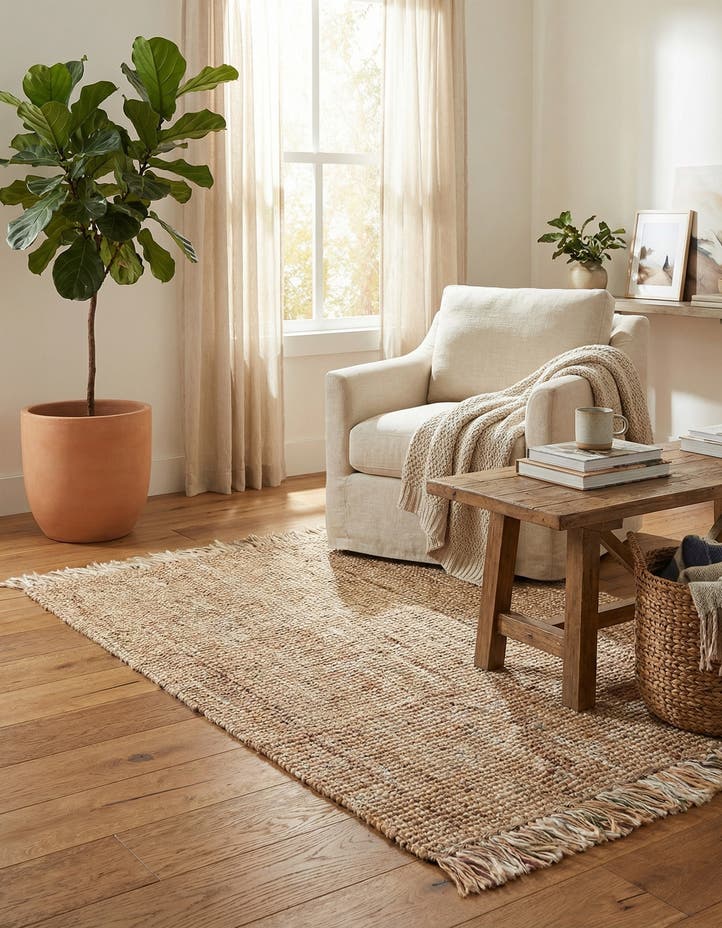 4' 1 x 6' 1 Hand Woven Chunky Jute Rug