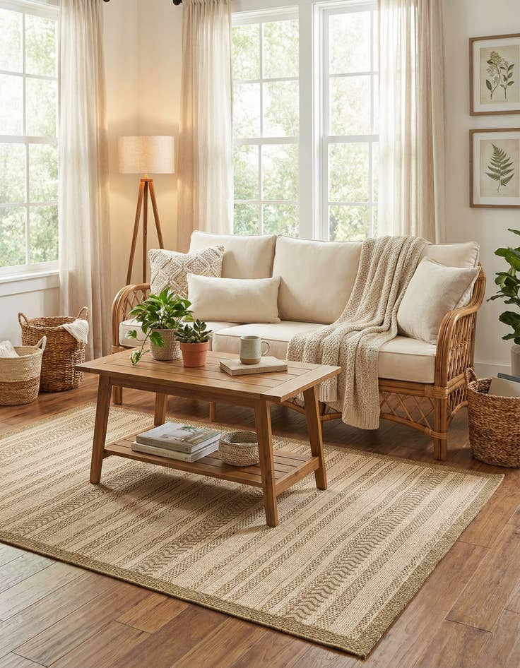 Detail image of 5' 3 x 8'  Washable Border Indoor / Outdoor Rug