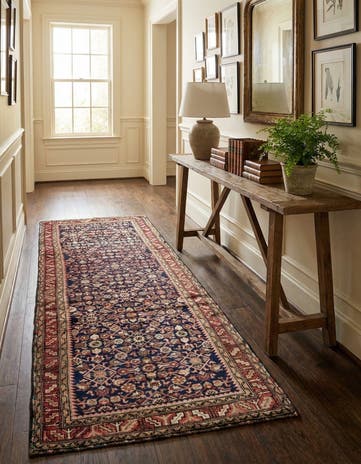 3' 7 x 9' 6 Hand Knotted Hossainabad Persian Wool Runner Rug
