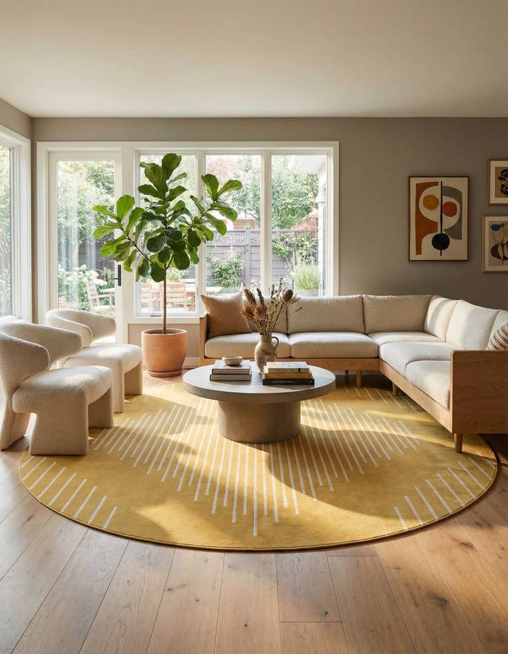 Detail image of 13' x 13'  Washable Modern Indoor / Outdoor Round Rug