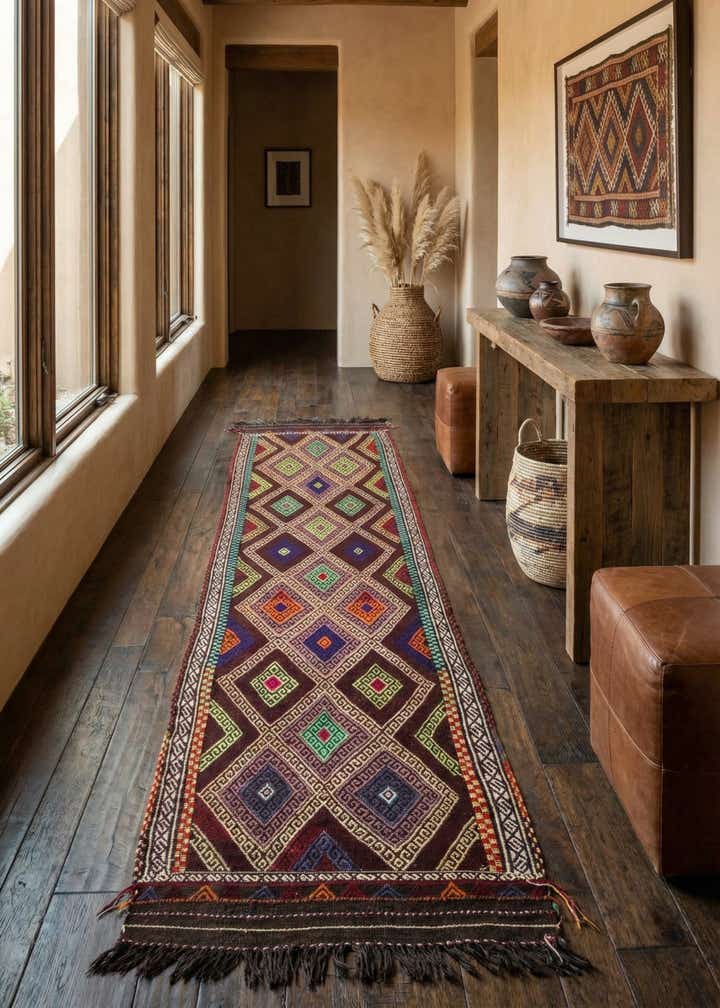 2' 3 x 8' 5 Hand Woven Kilim Fars Wool Runner Rug