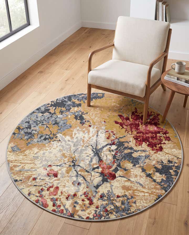 4' x 4' Easy-Clean Modern Indoor / Outdoor Round Rug