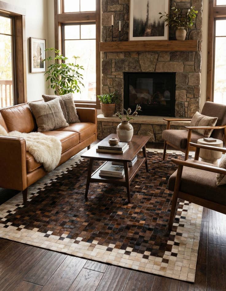 Detail image of 5' 1 x 7' 11 Cowhide Stocks Rug