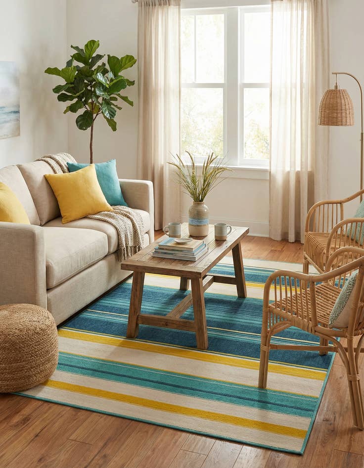 Detail image of 5' x 8'  Washable Border Indoor / Outdoor Rug