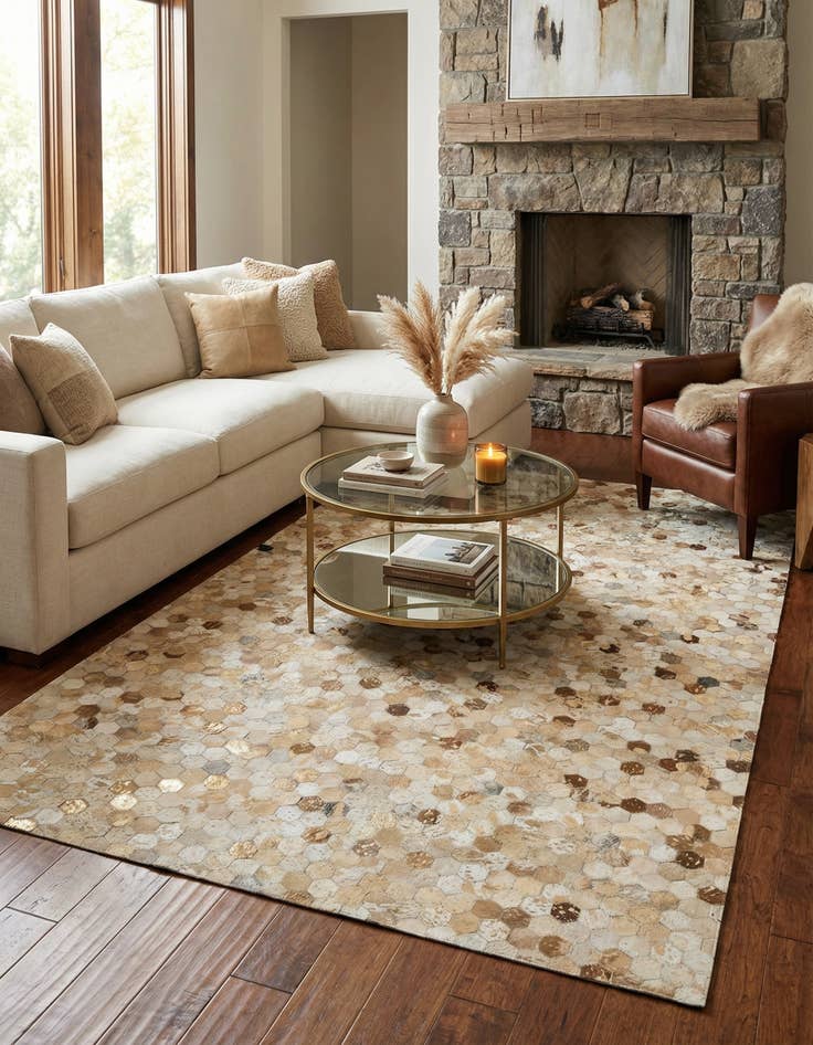 Detail image of 5' 2 x 8' 2 Cowhide - Patchwork Rug