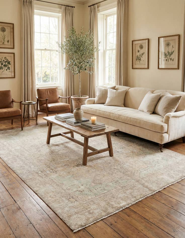 Detail image of  6' 3 x 8' 10  Hand Knotted Ultra Vintage Persian Wool Rug