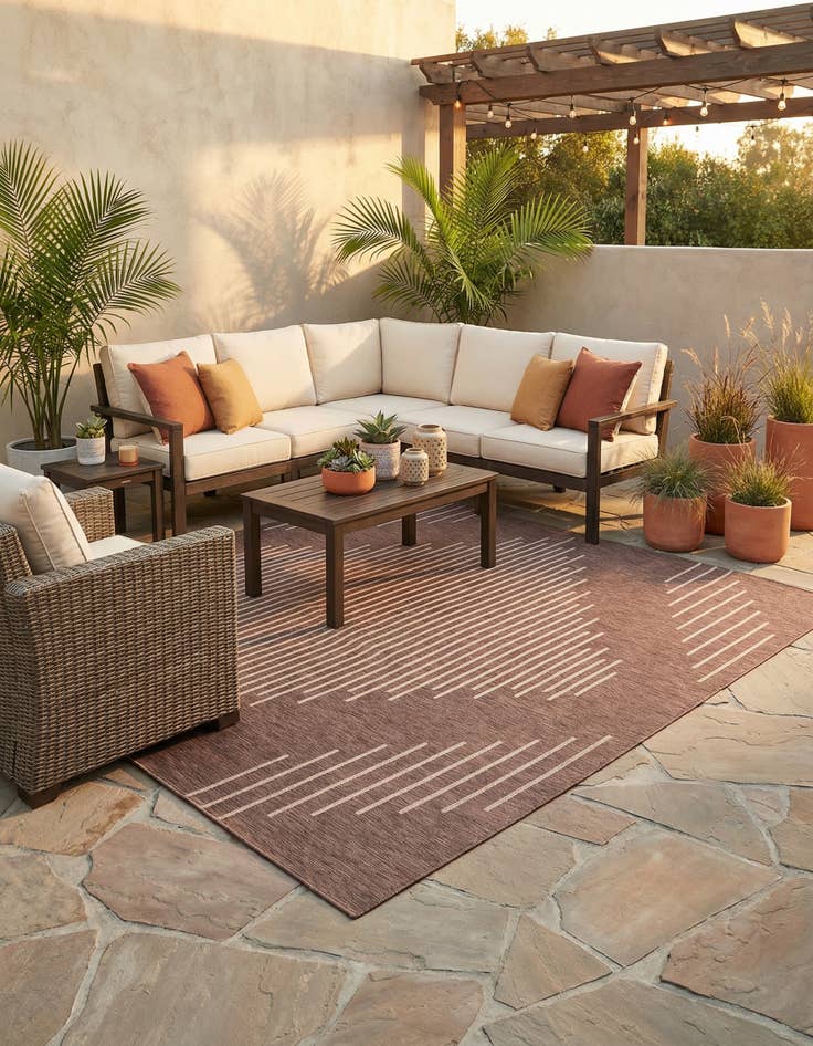 Detail image of 13' x 13'  Washable Modern Indoor / Outdoor Square Rug