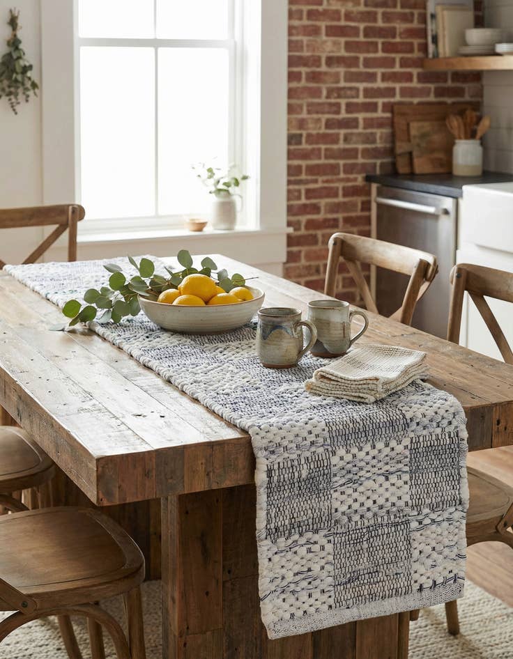 Detail image of 1' 2 x 4' 1  Hand Woven Chindi Cotton Table Runner Rug