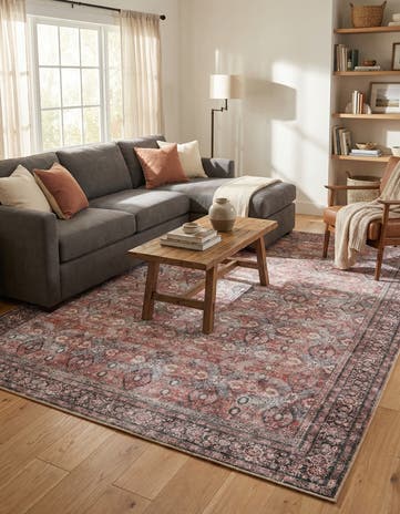 Antique Red Washable Timeless Rug