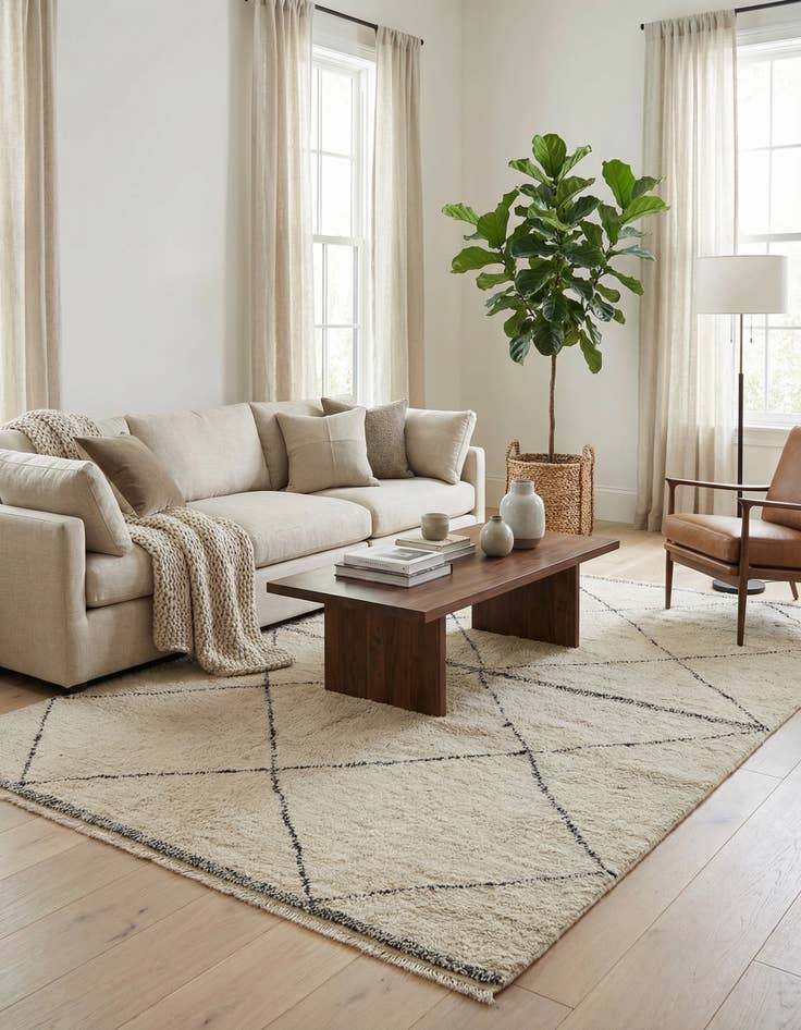 Detail image of 6' 3 x 9' 4  Hand Knotted Moroccan Wool Rug