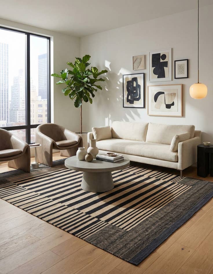 Detail image of 4' 8 x 6' 4  Hand Woven Kilim Modern Wool Rug