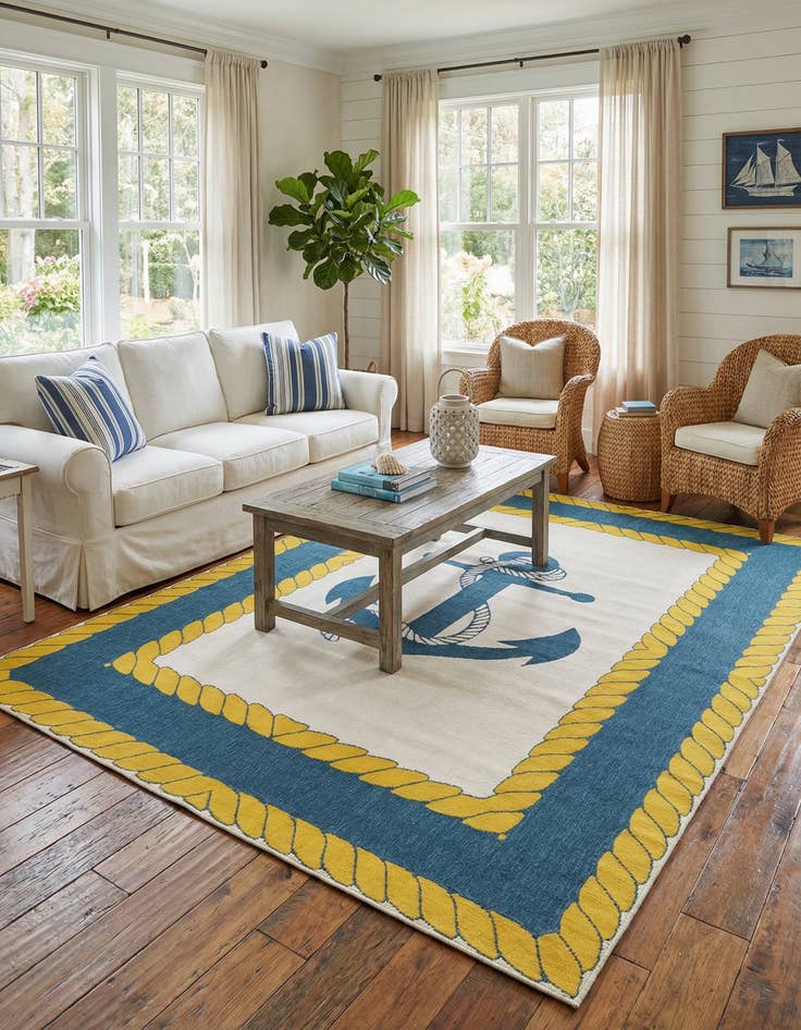 Detail image of 7' 10 x 10' Easy-Clean Coastal Indoor / Outdoor Rug