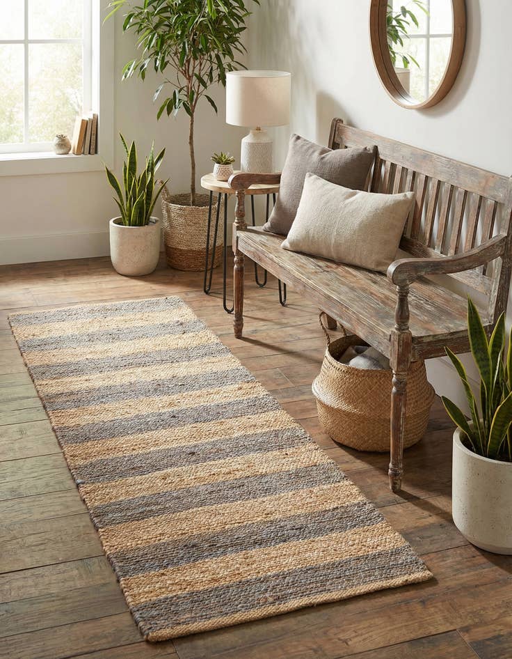 Detail image of 2' 2 x 6' 1  Hand Braided Jute Runner Rug