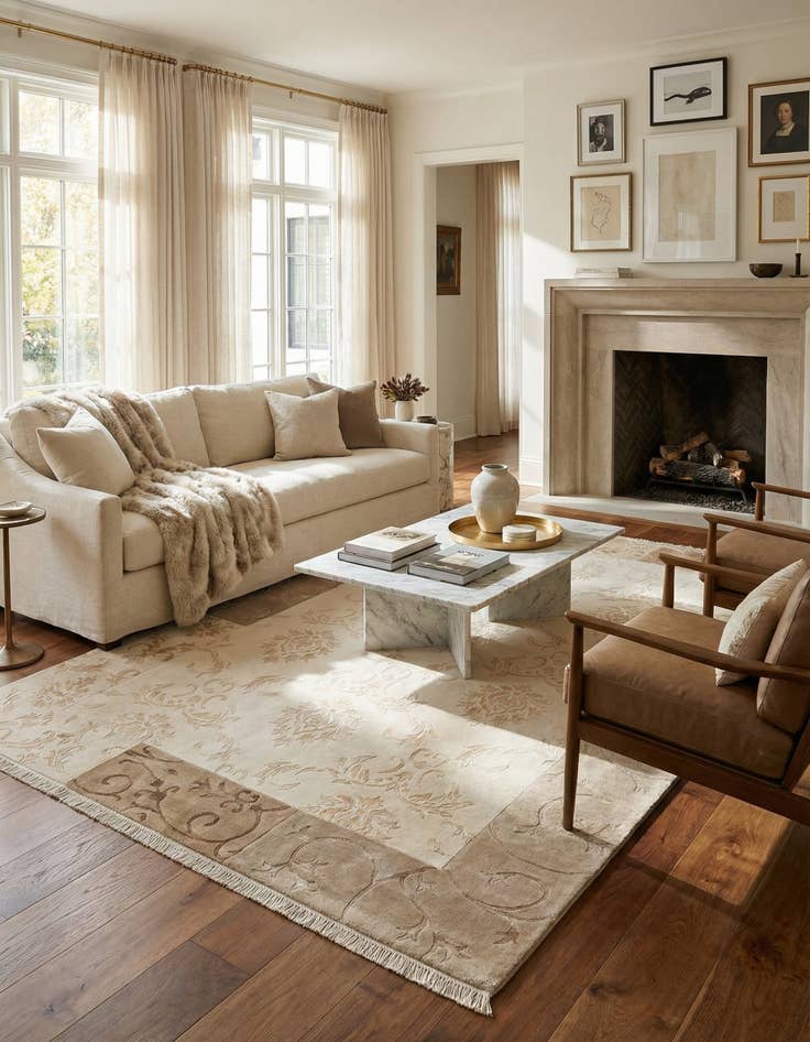 Detail image of  6' 6 x 10'  Hand Knotted Darya Rug