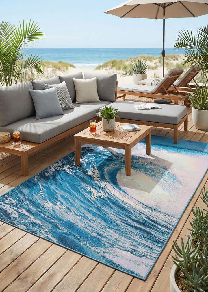 6' 1 x 9' Easy-Clean Modern Indoor / Outdoor Rug