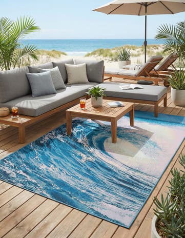 6' 1 x 9' Easy-Clean Modern Indoor / Outdoor Rug