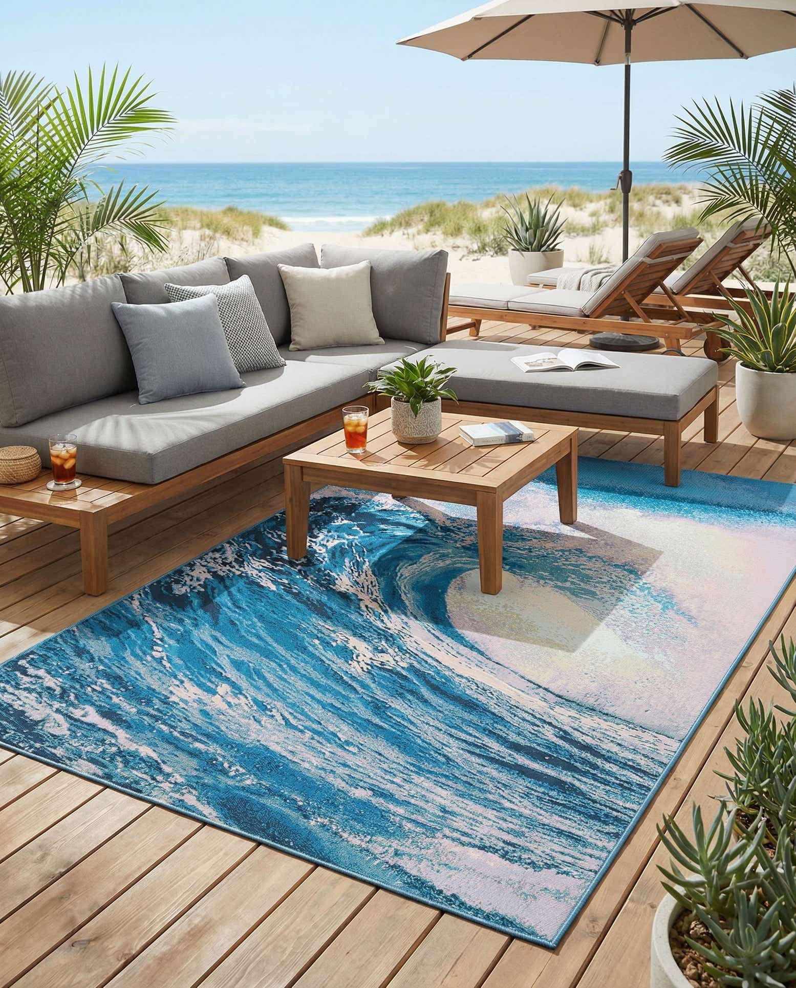 6' 1 x 9' Easy-Clean Modern Indoor / Outdoor Rug