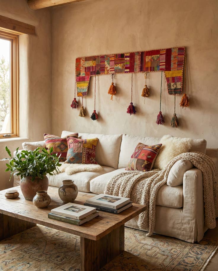 Detail image of 1' 8 x 4' 5 Hand Woven Wall Art Wool Rug