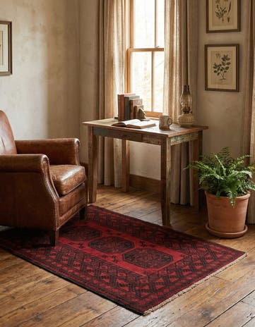 3' 3 x 4' 8 Hand Knotted Afghan Akhche Wool Rug