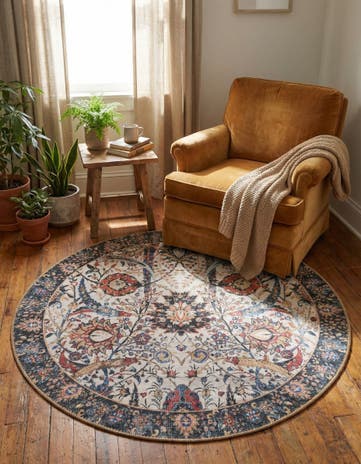 3' 6 x 3' 6 Washable Timeless Round Rug