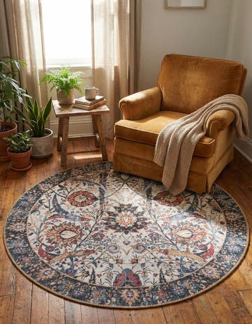 3' 6 x 3' 6 Washable Timeless Round Rug