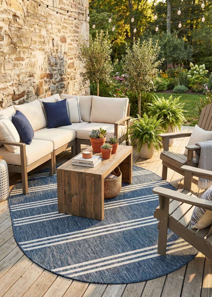 5' 3 x 8' Easy-Clean Jill Zarin Anguilla Indoor / Outdoor Oval Rug