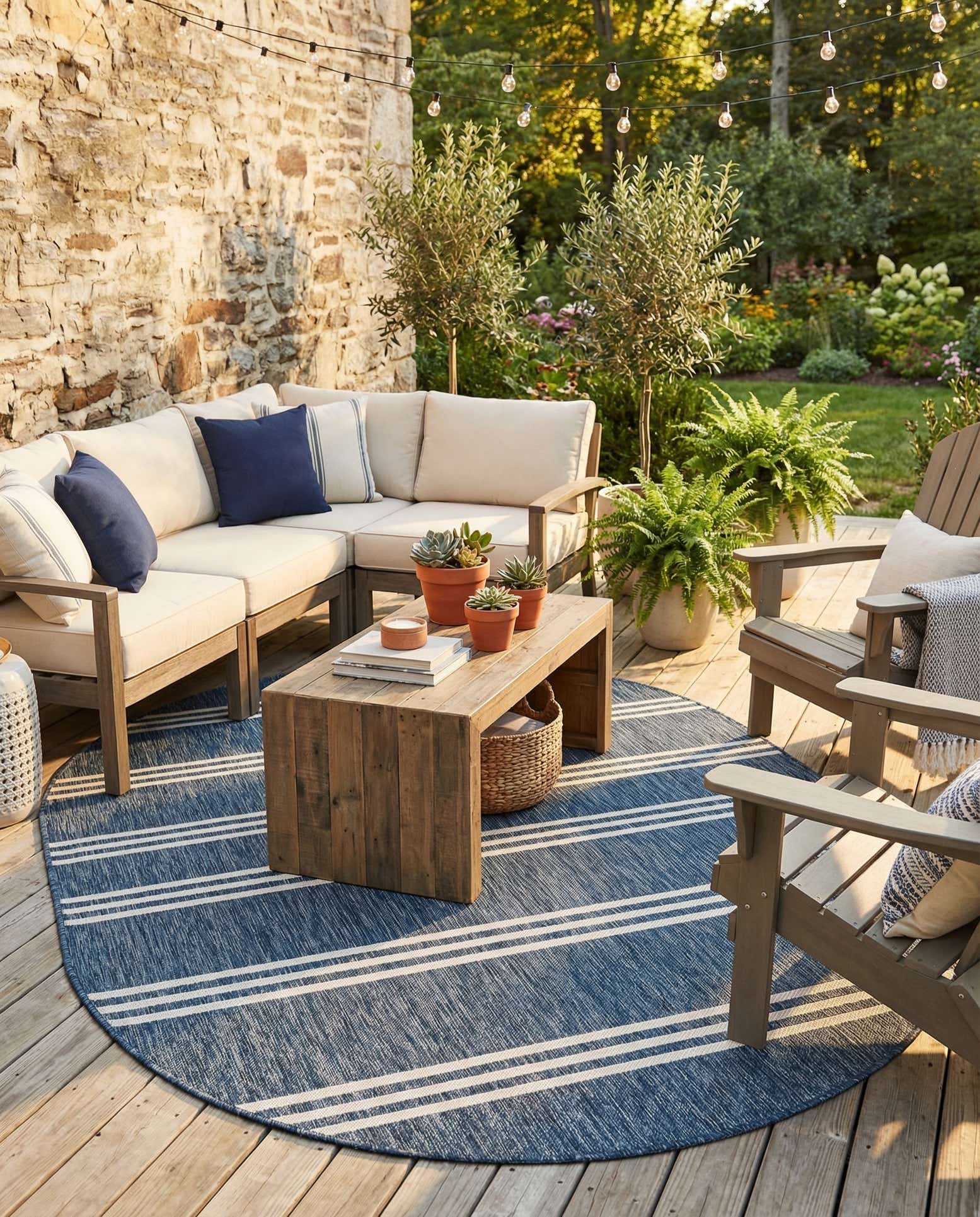 5' 3 x 8' Easy-Clean Jill Zarin Anguilla Indoor / Outdoor Oval Rug