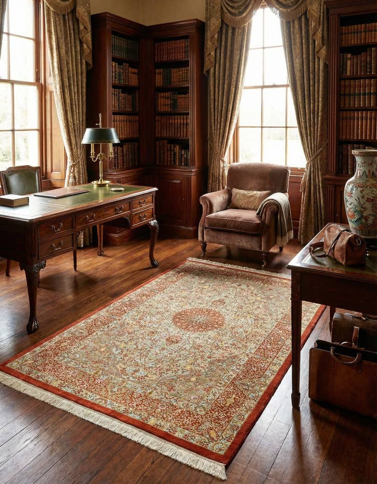 Detail image of  3' 4 x 5' 1 Ghom Silk Rug