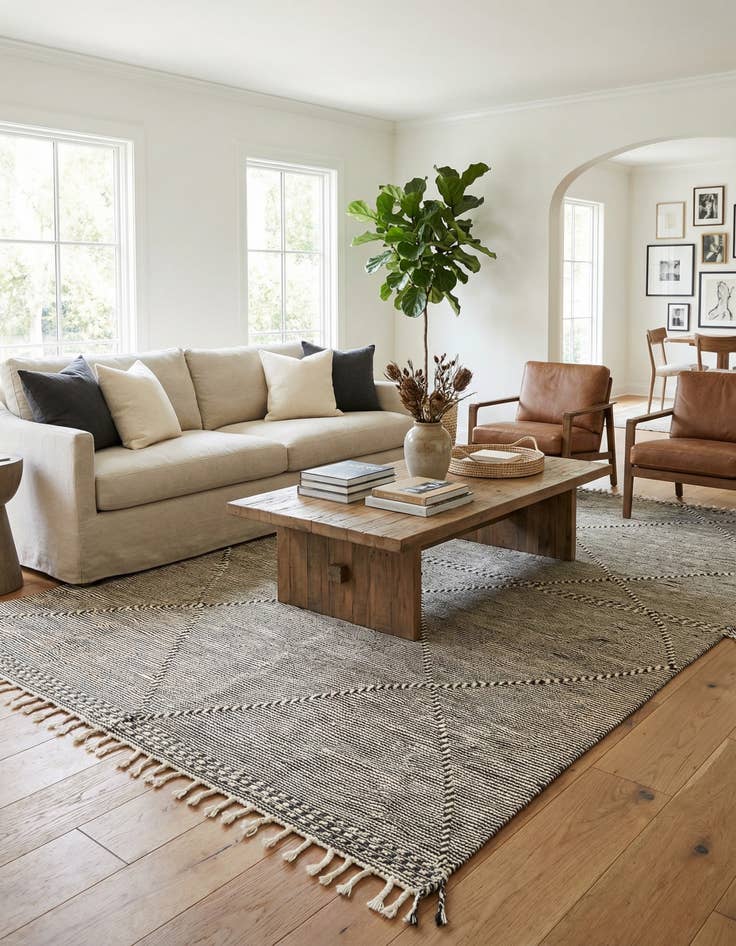 Detail image of 6' 3 x 10' 5  Hand Knotted Moroccan Wool Rug