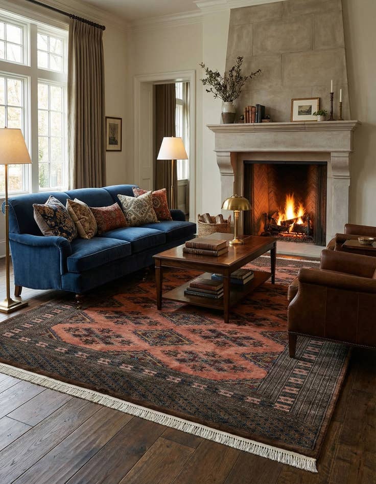 Detail image of 7' 4 x 10' 3  Hand Knotted Bokhara Oriental Wool Rug