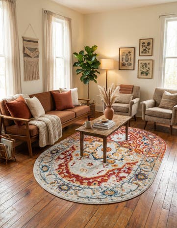 Rust Red Madeline Vintage Oval Rug