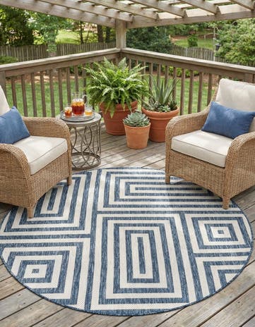6' x 6' Easy-Clean Modern Indoor / Outdoor Round Rug